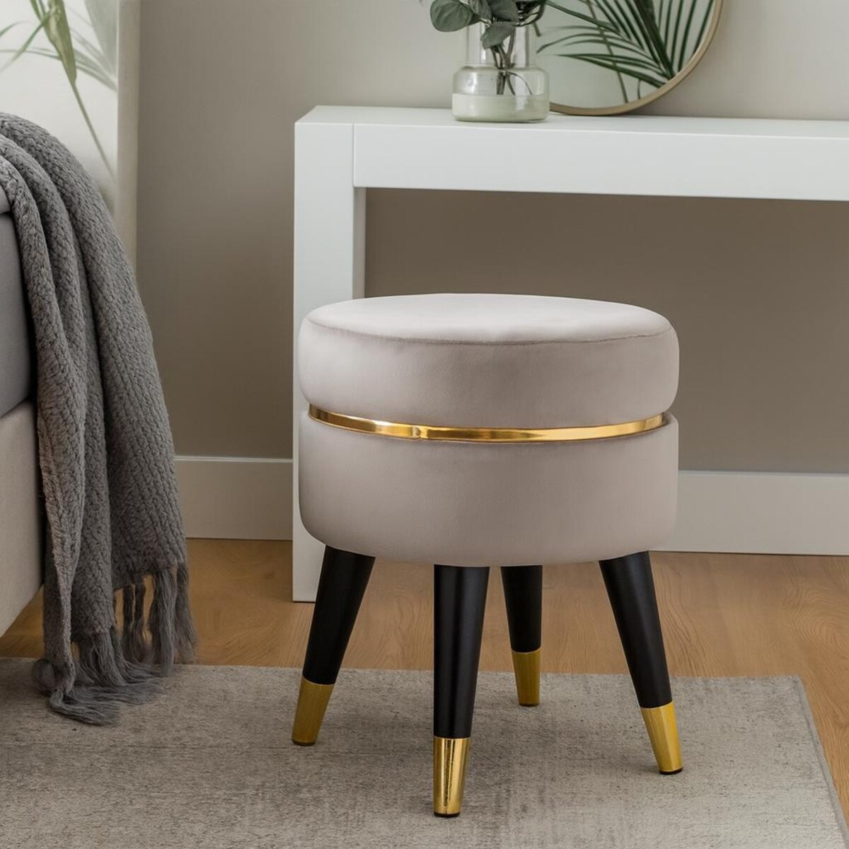 Pufa taboret dekoracyjny 40,5xØ35 cm PARIGI szary