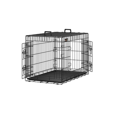 Klatka dla psa z 2 drzwiami, Czarny, L (92, 5 x 57, 5 x 64 cm), Brak wyjmowanej przegrody