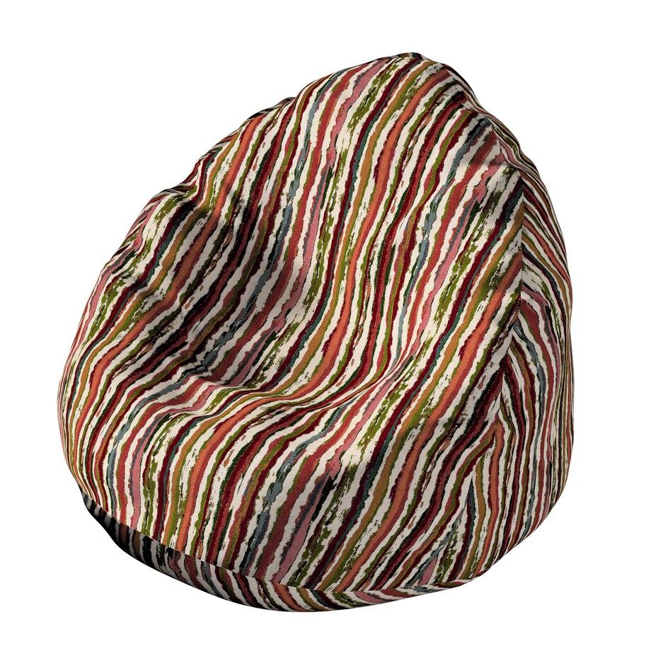 Worek do siedzenia, czerwono-zielone pasy na kremowym tle, Ø80 x 115 cm, Cosy Home