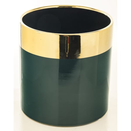 Osłonka ceramiczna zielono-złota 16x15,5 cm