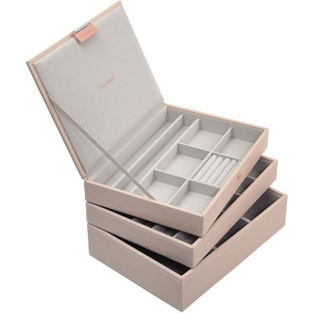 Szkatułka na biżuterię Stackers potrójna classic jasnoróżowo-szara
