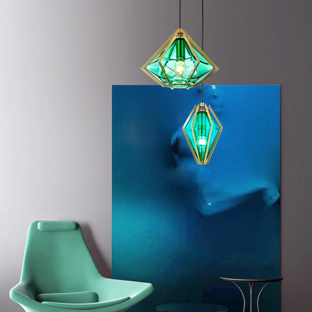 Lampa Sufitowa Wisząca Szklana Metalowa Nowoczesna