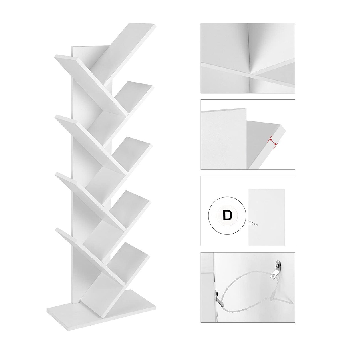 Regał Półka Na Książki 50X25X141,5 Cm Biały