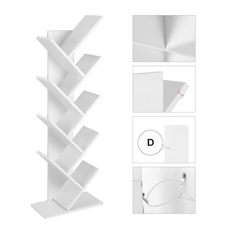 Regał Półka Na Książki 50X25X141,5 Cm Biały