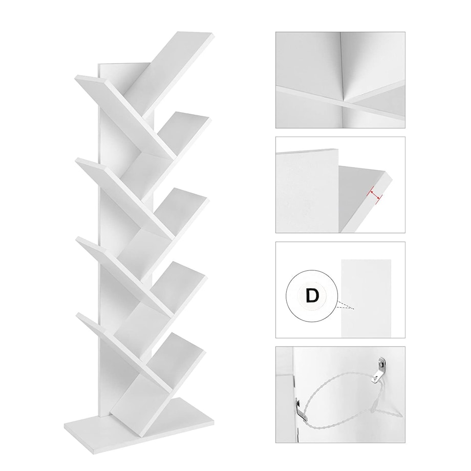 Regał Półka Na Książki 50X25X141,5 Cm Biały