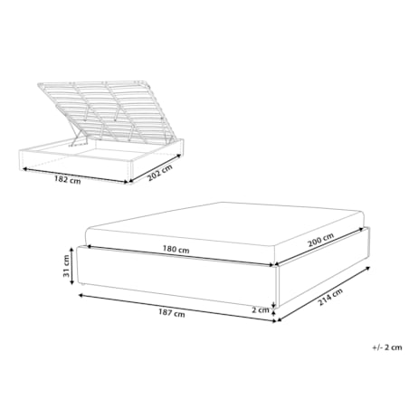 Łóżko z pojemnikiem tapicerowane 180 x 200 cm jasnoszare DINAN