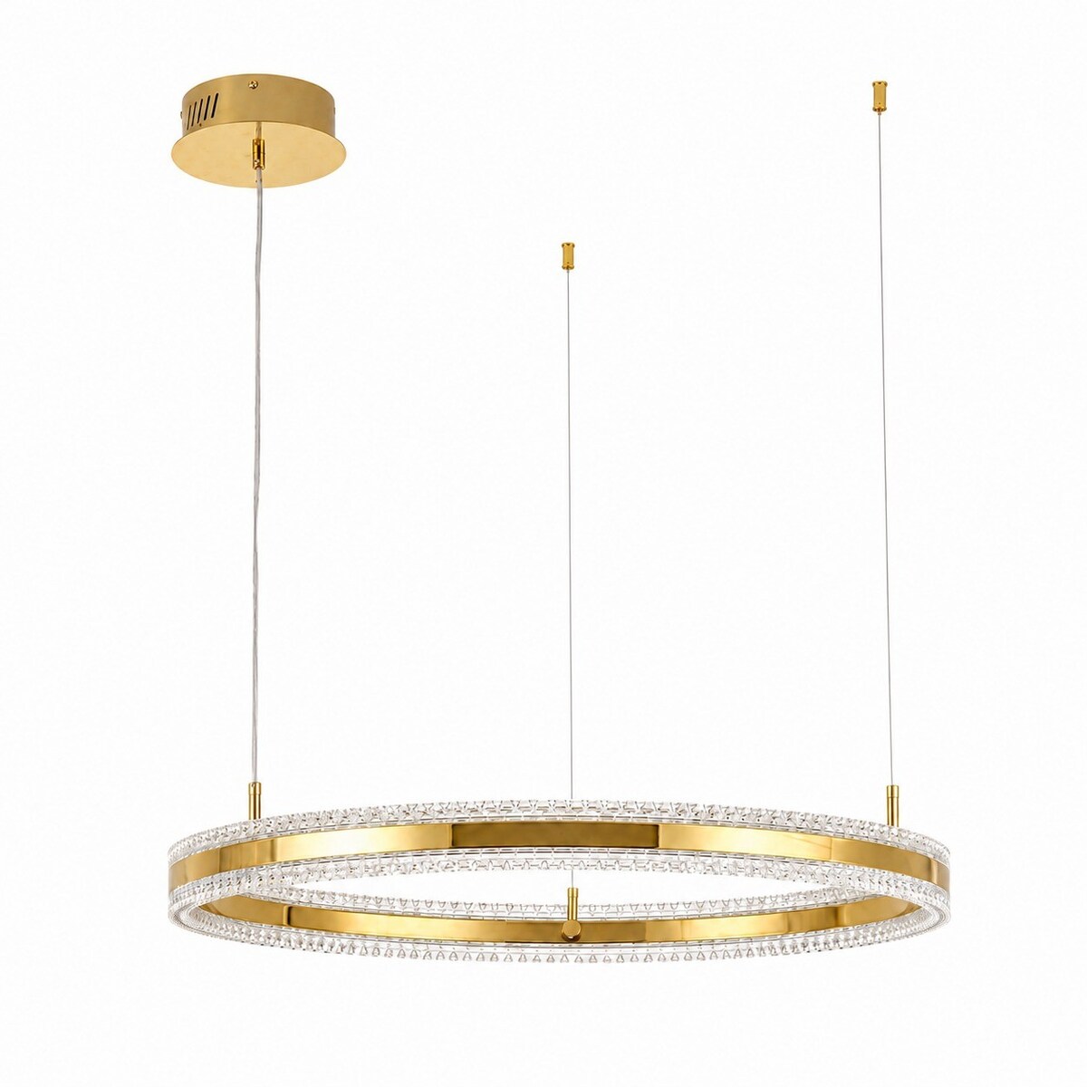 Lampa wisząca ARKADIA LED 80 cm - złoty połysk z kryształowym pierścieniem