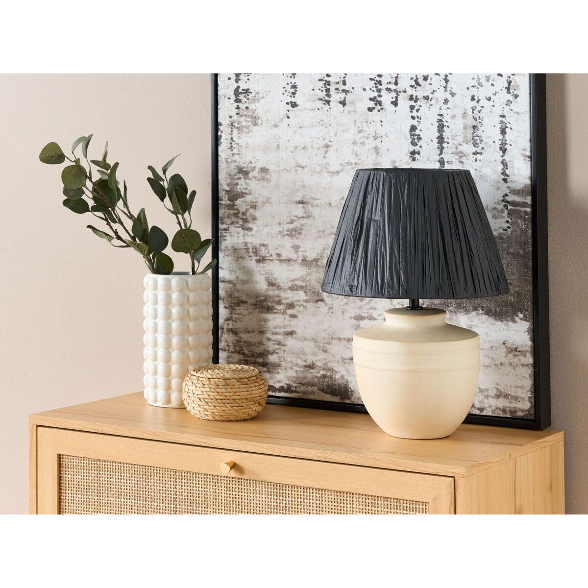 Lampa stołowa ceramiczna beżowa TIGRE