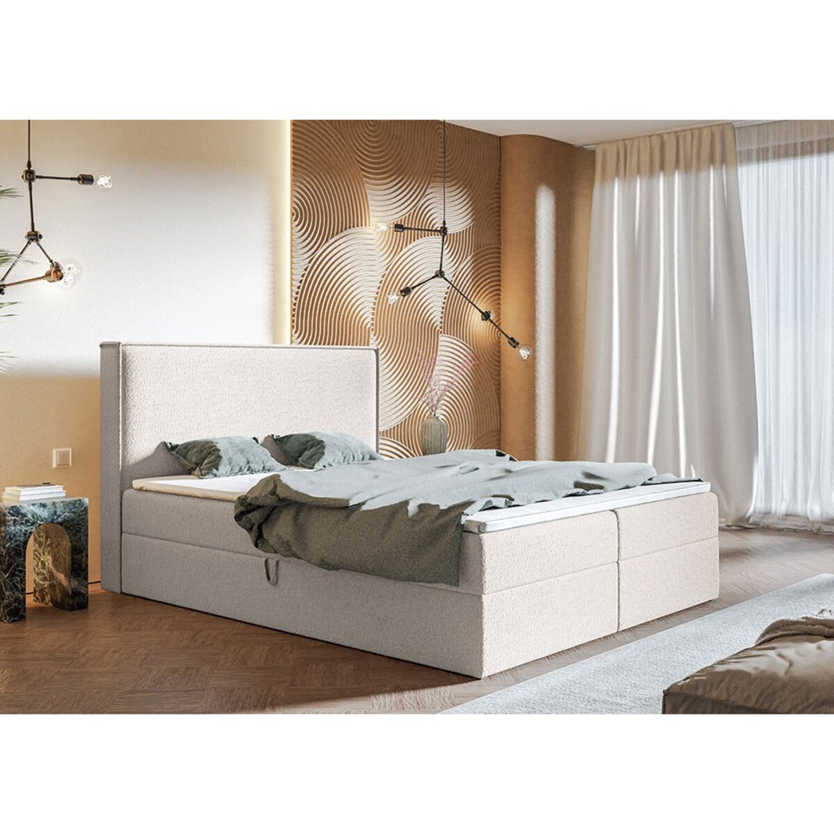 Łóżko kontynentalne FOX 9 160x200- ecru