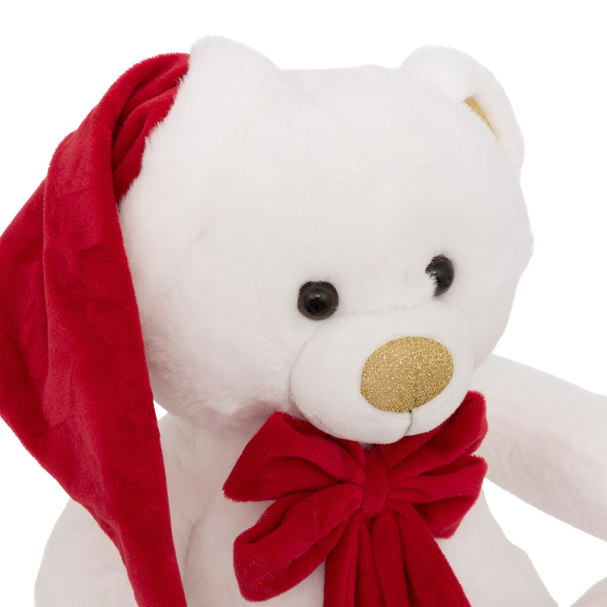 Maskotka miś z czapką Świętego Mikołaja, 25 cm