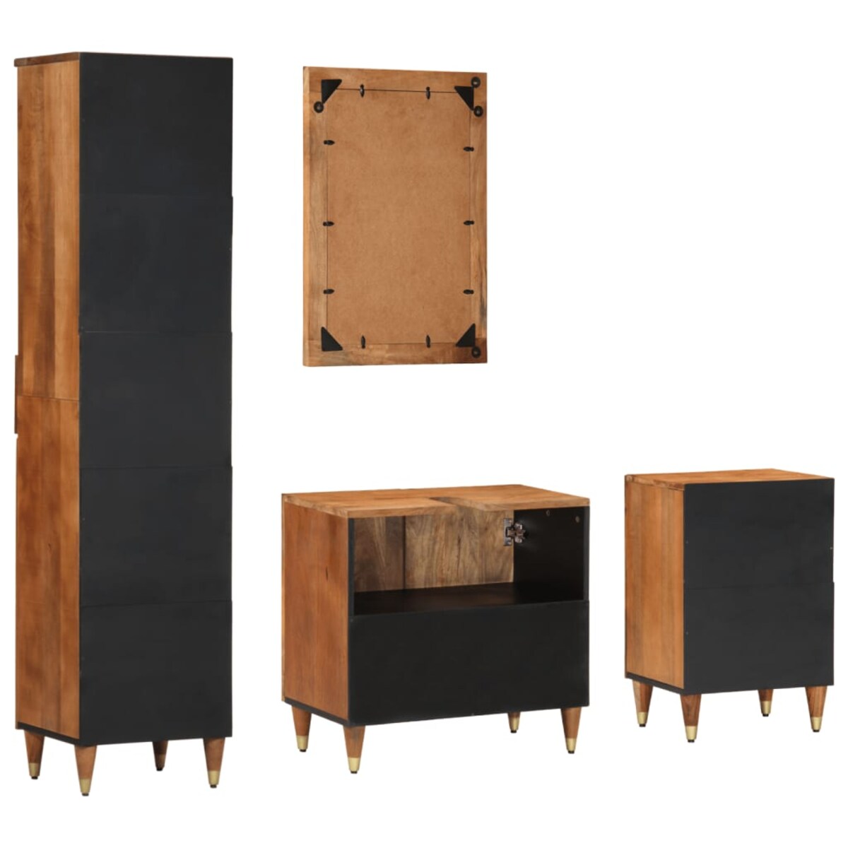 vidaXL 4-cz. zestaw mebli łazienkowych, lite drewno mango