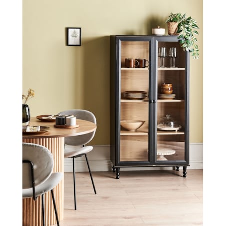 Witryna ze szklaną gablotą TINGLEDALE 80 cm Czarny