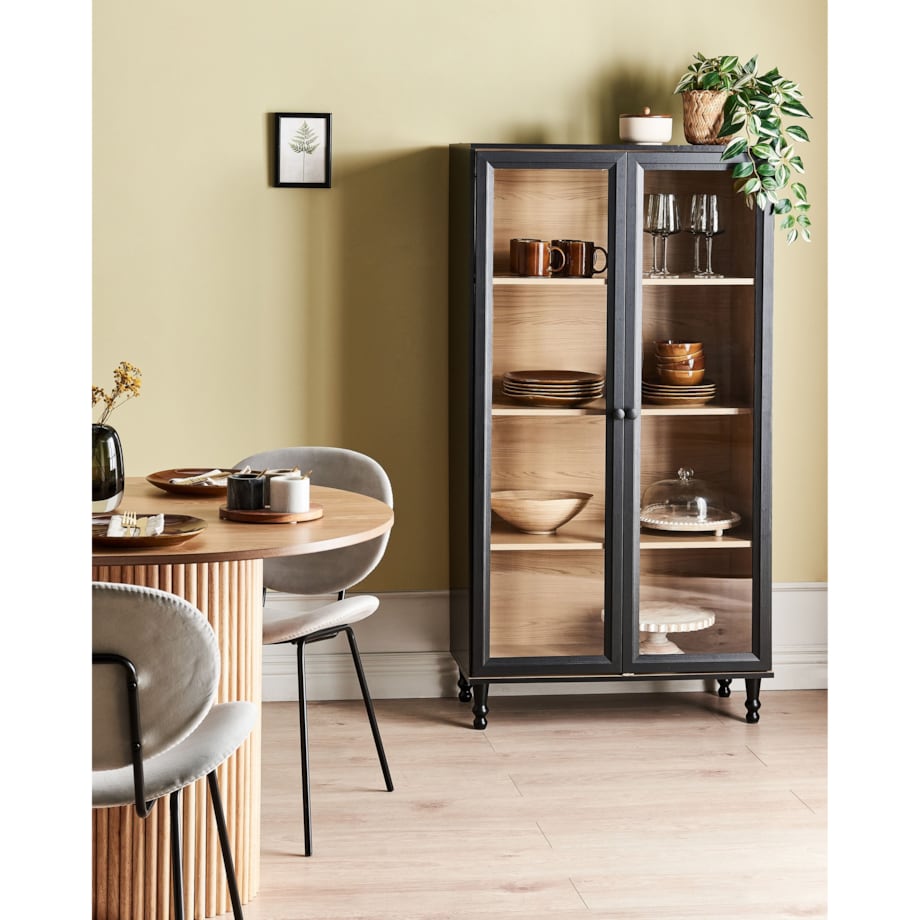 Witryna ze szklaną gablotą TINGLEDALE 80 cm Czarny