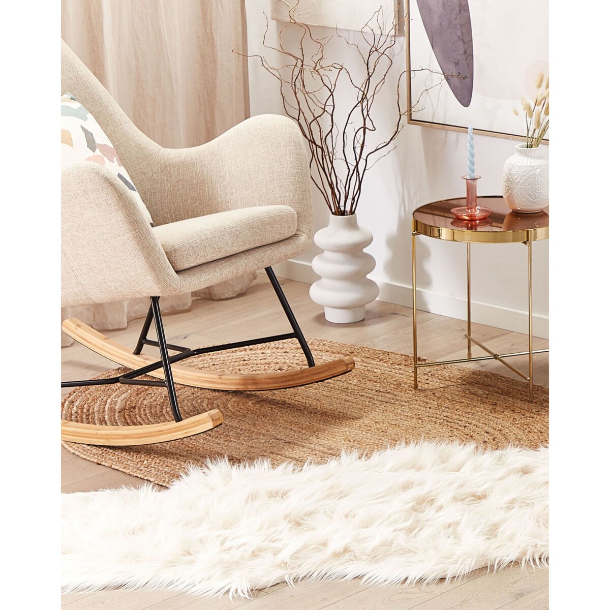 Dywan ze sztucznego futra MAMUNGARI Beżowy 60 x 180 cm