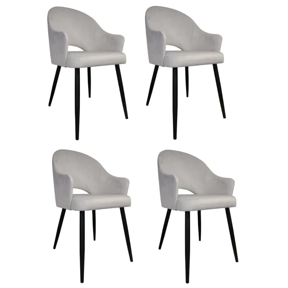 Zestaw krzeseł JENISEJ VELVET 4szt. jasno szare