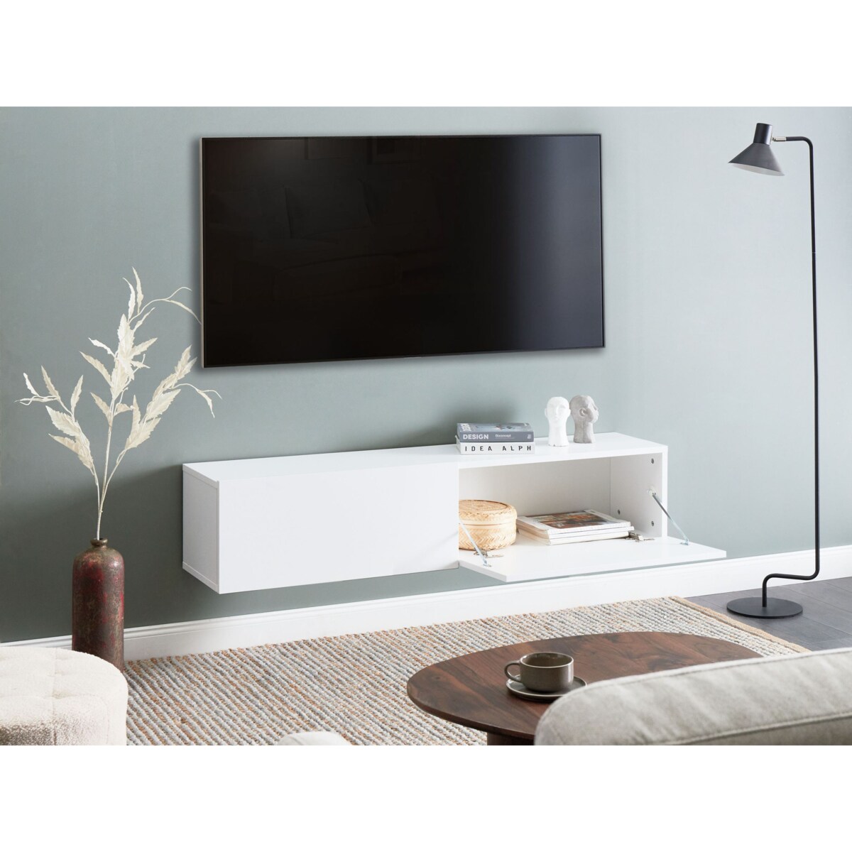 Wisząca szafka RTV GLADSTONE Biały