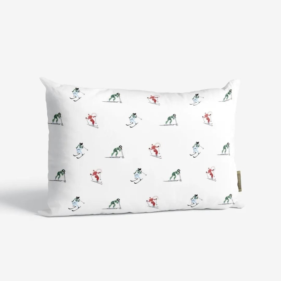 Poduszka świąteczna - Kolorowi narciarze