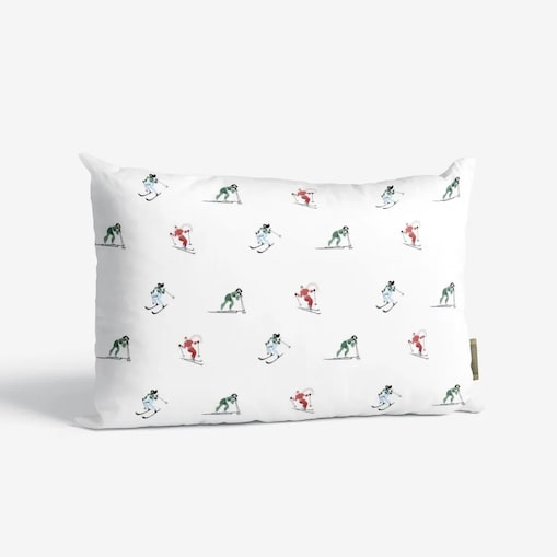 Poduszka świąteczna - Kolorowi narciarze