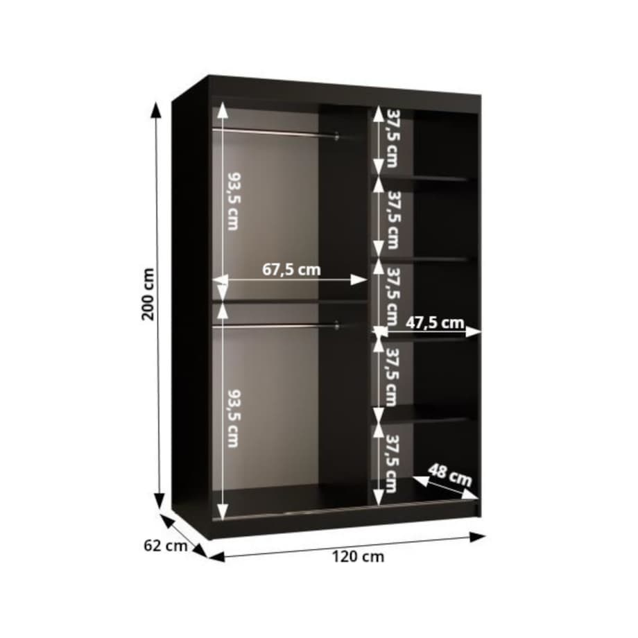 Szafa przesuwna Garderoba RAMIRO 2 120 gł. 62 czarny