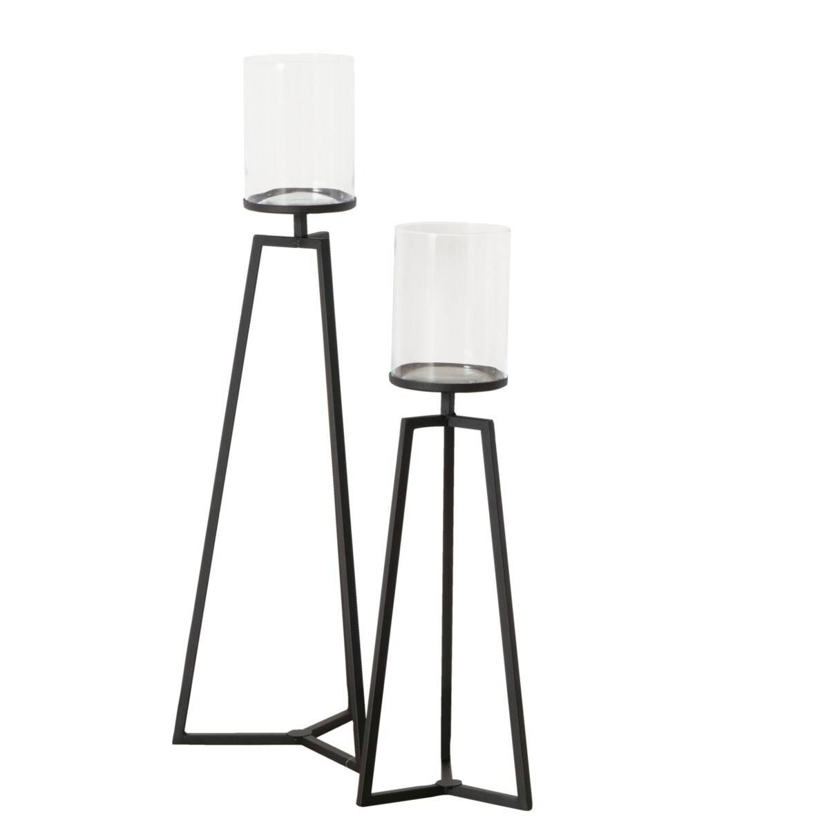 Szklane świeczniki na metalowym stelażu Cosa, 75-95 cm