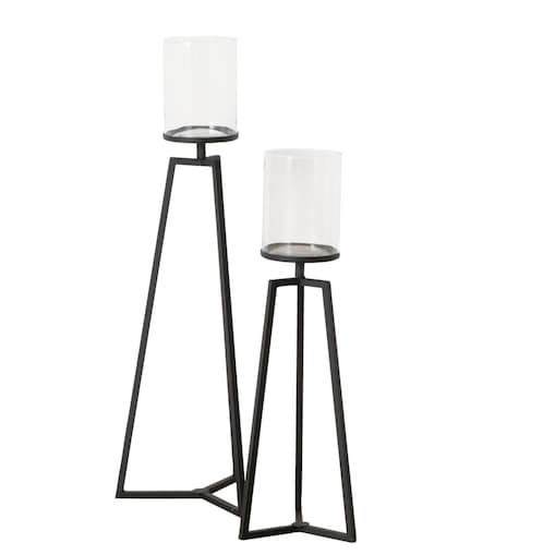 Szklane świeczniki na metalowym stelażu Cosa, 75-95 cm