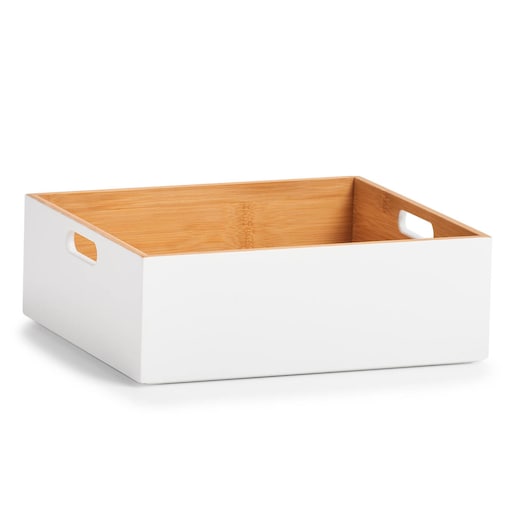 Storage Box, bamboo, white 30x27x10,5