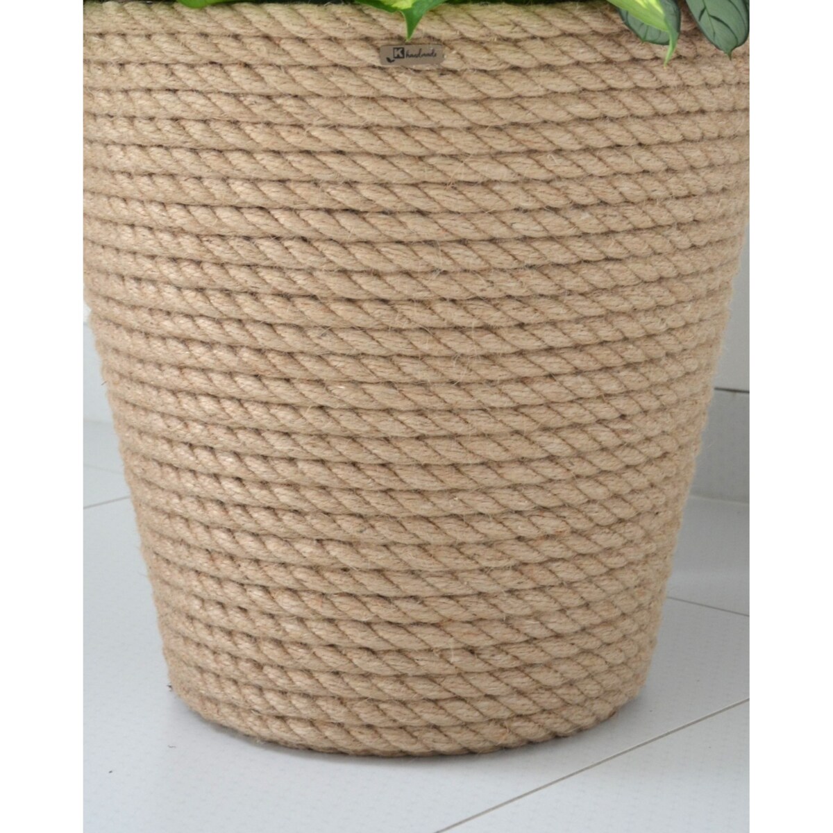 43 BOHO jutowa duża szeroka osłonka na doniczkę koszyk naturalna lina z trawy plecionej JUTA styl skandynawski etno loft wzór 43/210