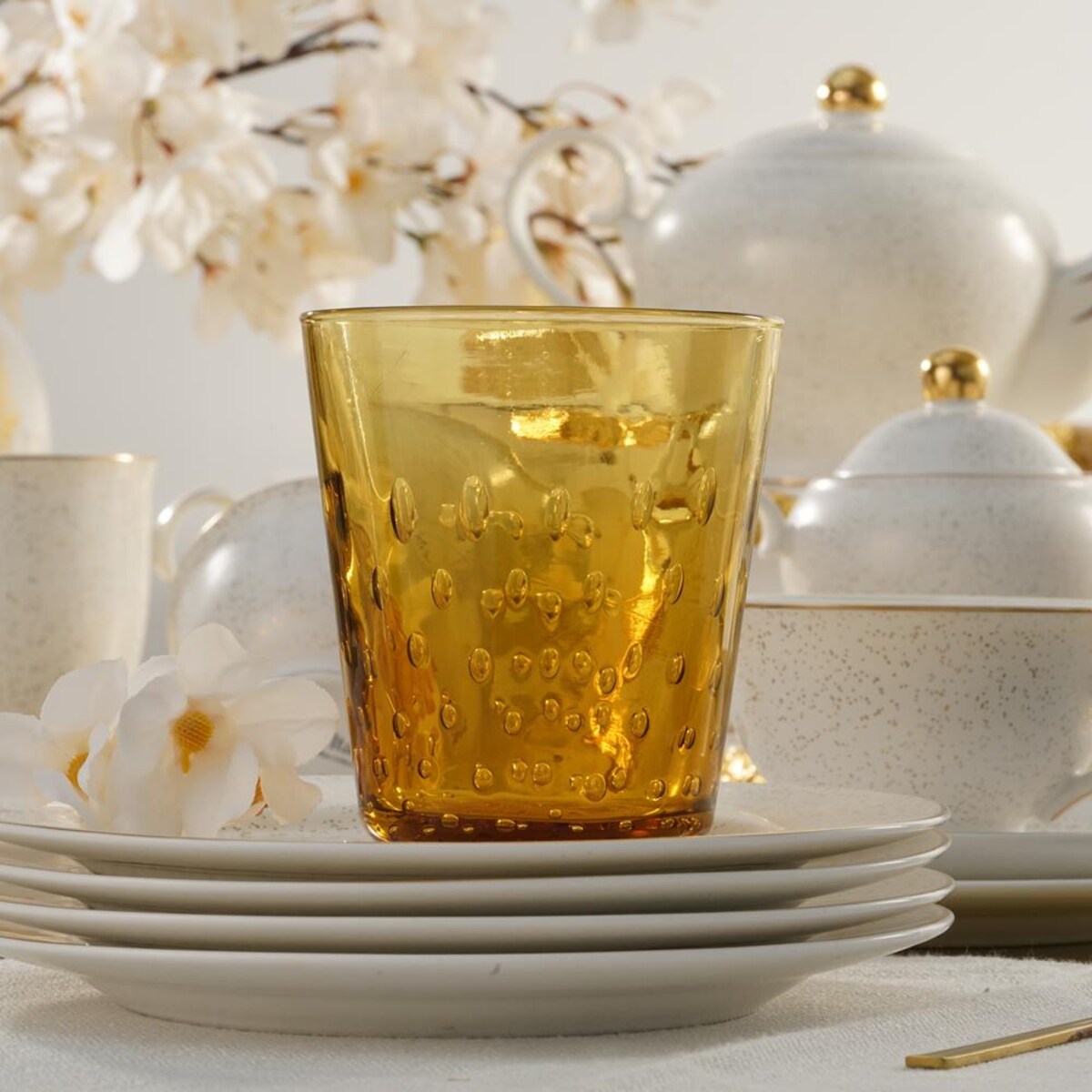 VILLA ITALIA Szklanka bursztynowa 350 ml TEARS