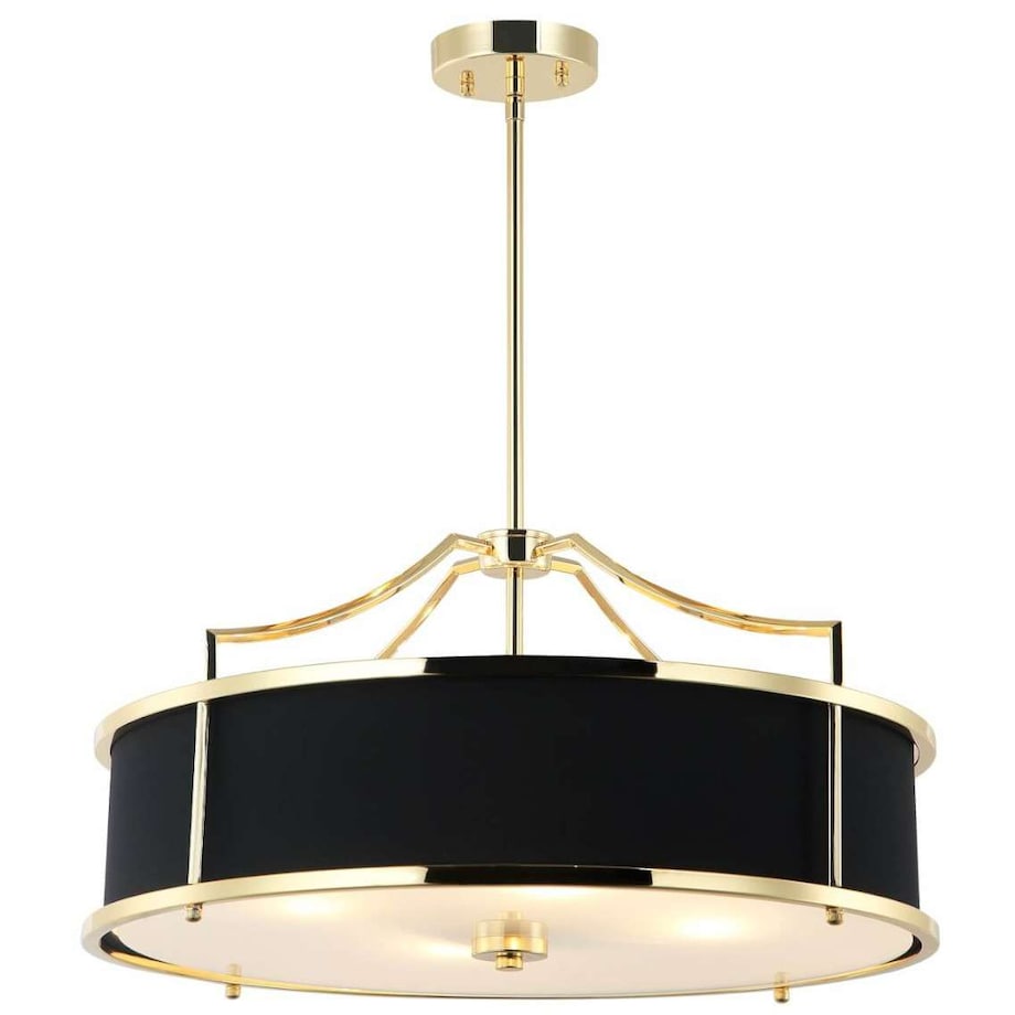 LAMPA wisząca Stanza Gold Nero M Orlicki Design okrągła OPRAWA w stylu klasycznym abażurowa czarna złota