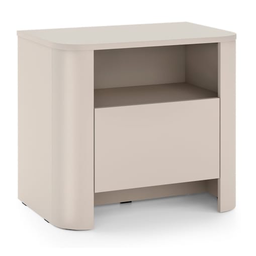 Szafka nocna BALI o zaokrąglonych kształtach w nowoczesnym stylu kaszmirowa