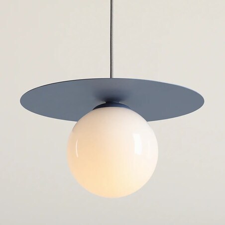 Szklana lampa wisząca Loop 1125G16_S Aldex kula ball biała niebieska