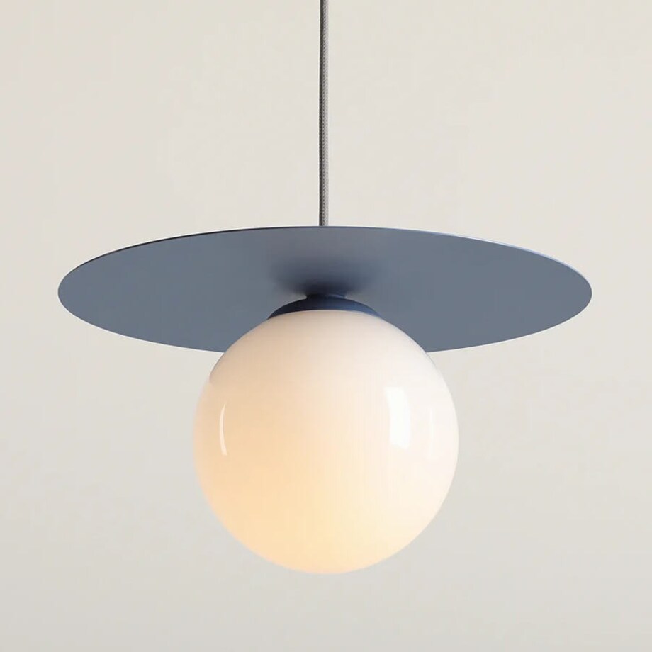 Szklana lampa wisząca Loop 1125G16_S Aldex kula ball biała niebieska