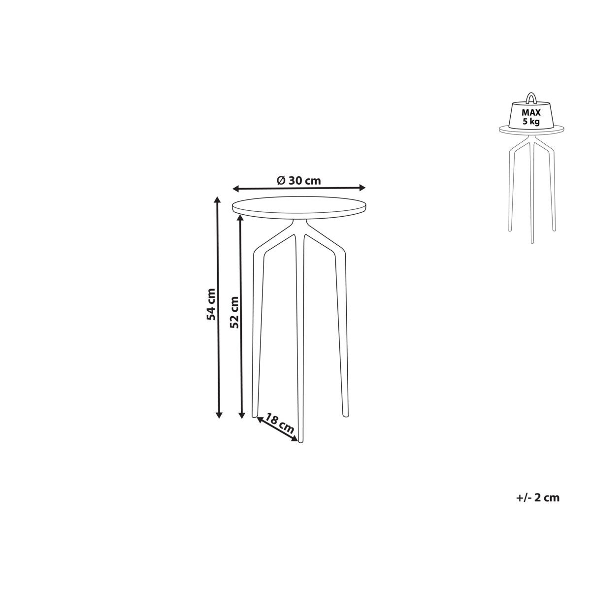 Stolik pomocniczy biały marmur ze złotym TILPA