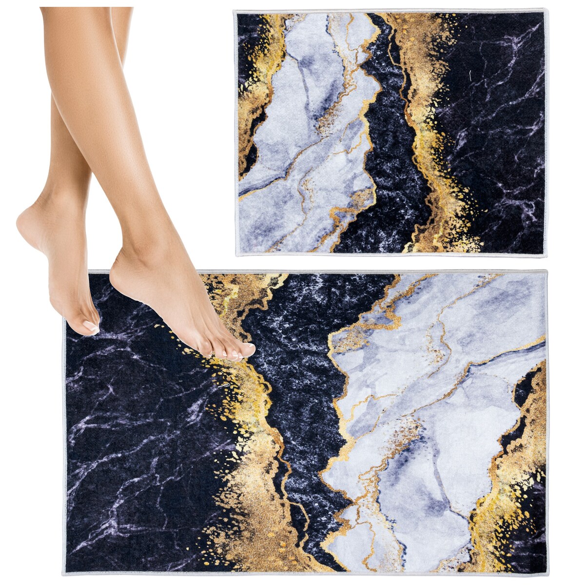 Zestaw Dywaniki łazienkowe Kilian Glamour komplet 50x40 cm, 50x80 cm marmur wielokolorowy