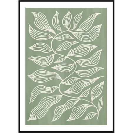 Poster Story, Plakat, Obraz - Zielone Graficzne Liście, wymiary 42 x 60 cm