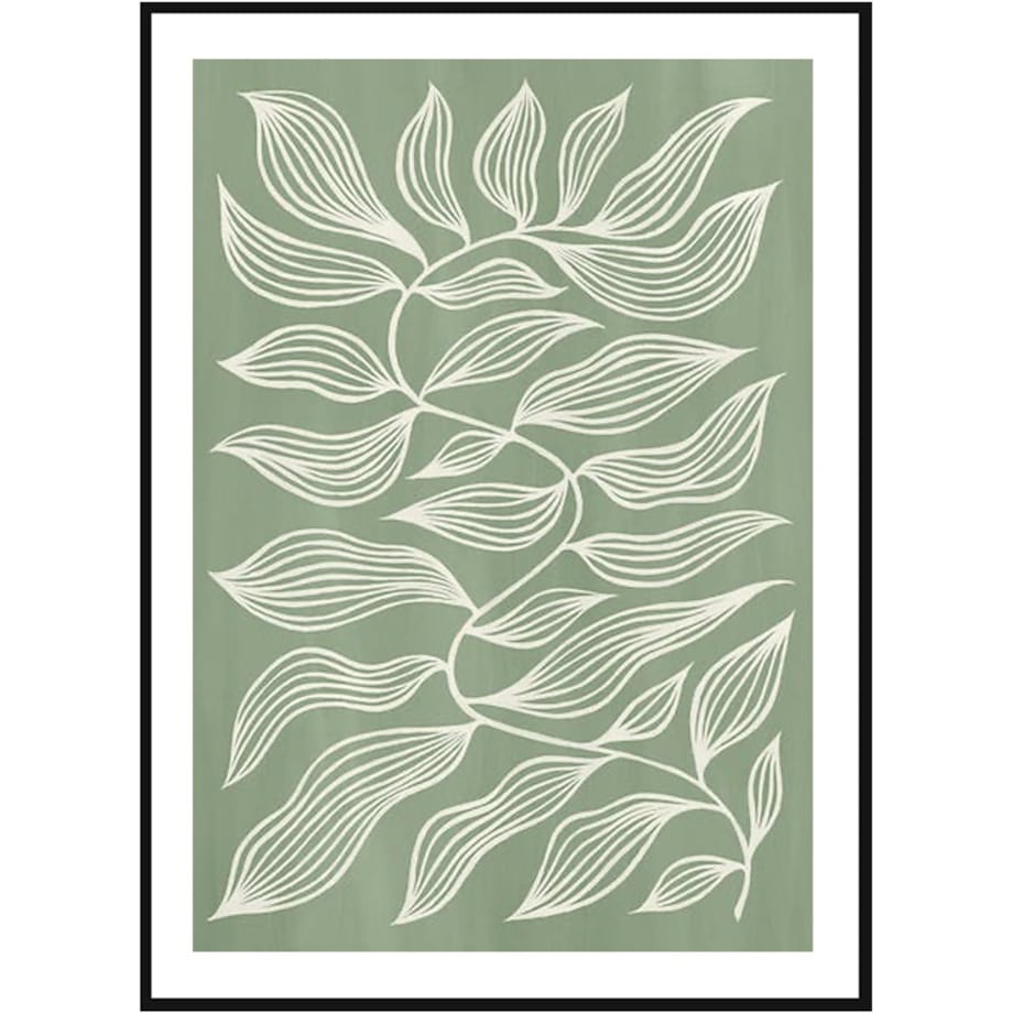 Poster Story, Plakat, Obraz - Zielone Graficzne Liście, wymiary 42 x 60 cm
