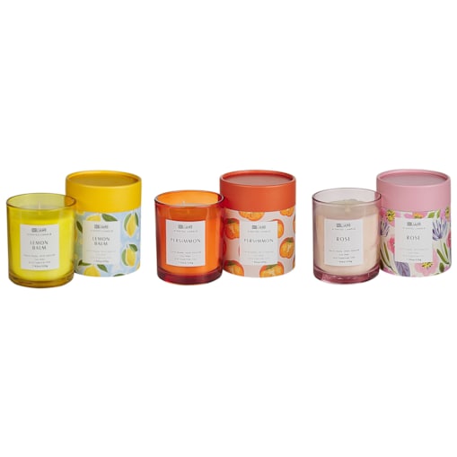 3 świece zapachowe sojowe róża/ kaki/ melisa COLORFUL BARREL