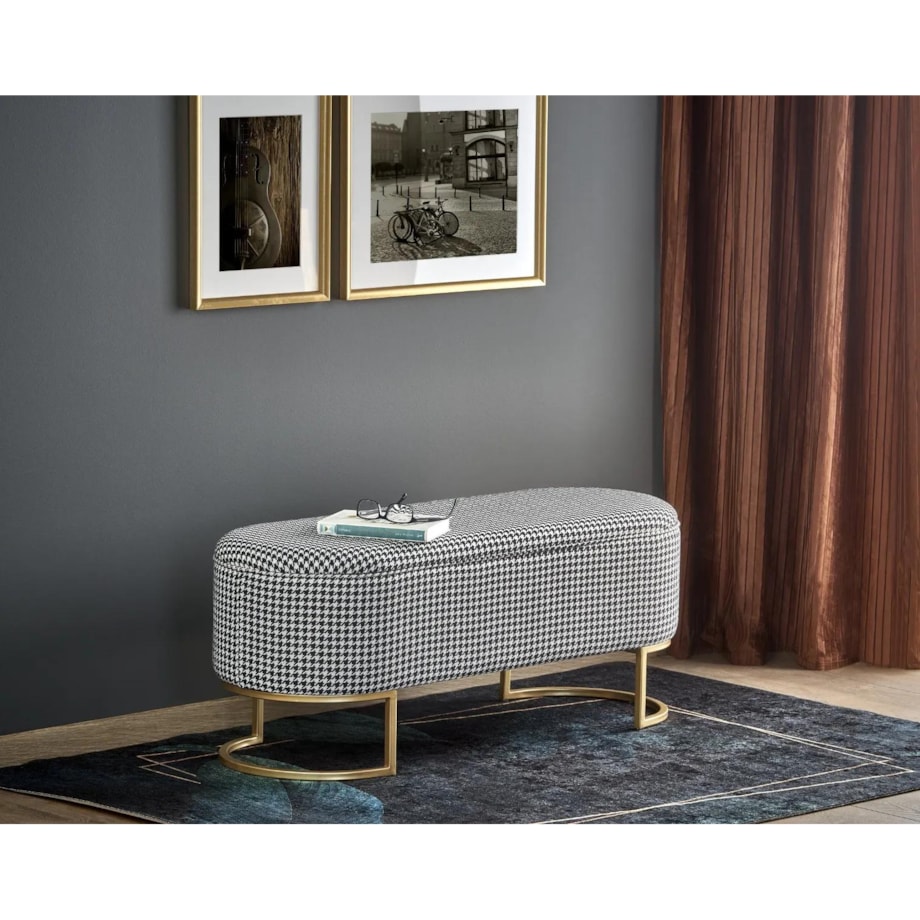 Ławka HARMONY biała/czarna z pojemnikiem