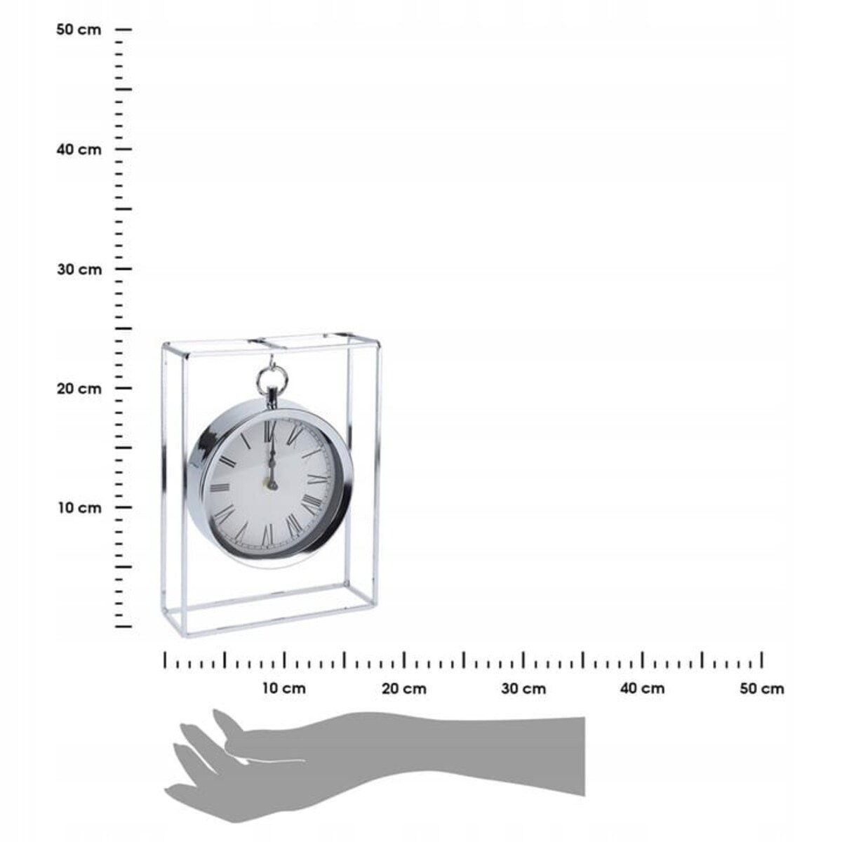 Zegar stołowy na metalowym stojaku, 25 cm