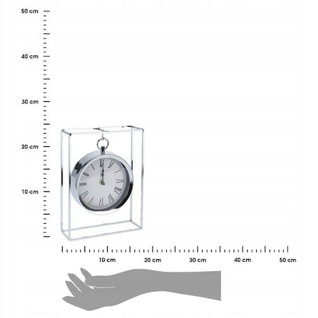 Zegar stołowy na metalowym stojaku, 25 cm