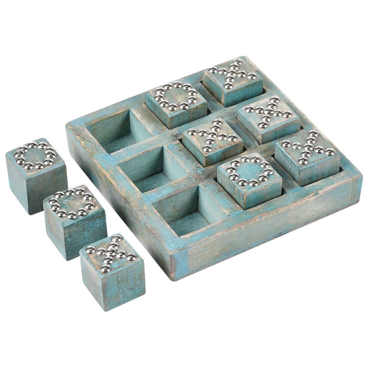 Gra w kółko i krzyżyk KINA Drewno mango Niebieski