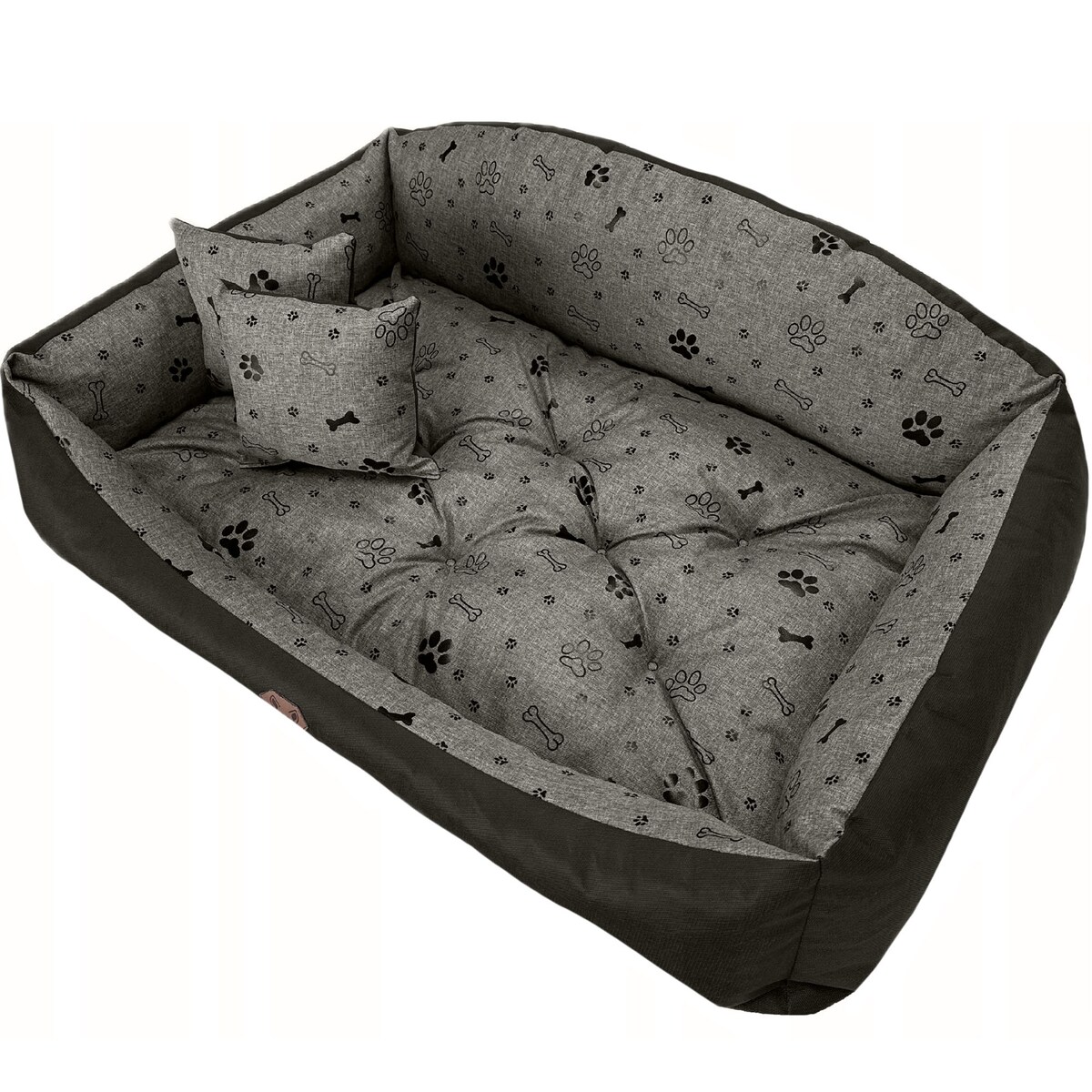 Legowisko Dla Psa Kanapa Posłanie Muszla 115X95 Cm Wodoodporne Poduszki Pikowane Kość Czarna