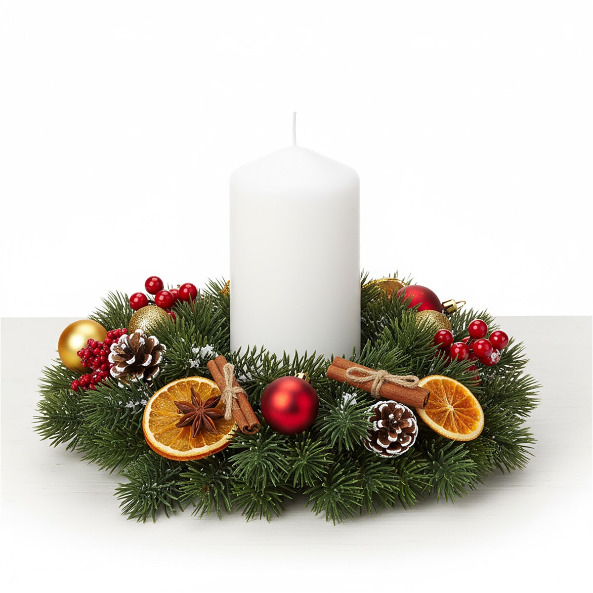 Świeca Świeczka Świąteczna Boże Narodzenie Filar Prosta 7X15 Cm Biała