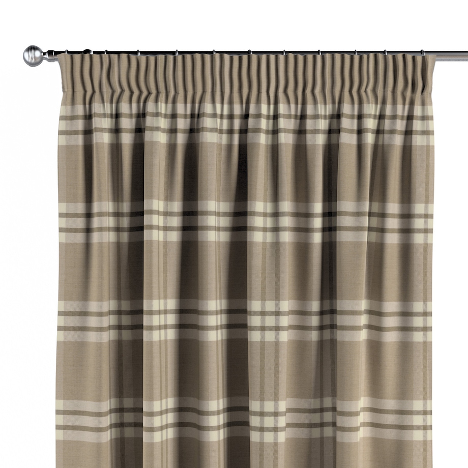 Zasłona na taśmie marszczącej 1 szt. 130x245 krata beżowa
