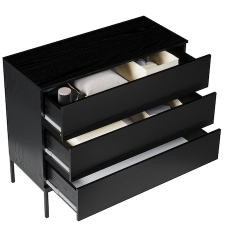 Komoda Wąska Industrialna na metalowych nóżkach, czarna