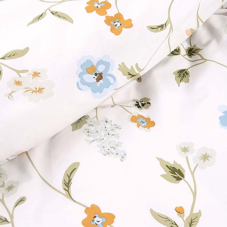 Pościel bawełniana 220x200 Meadowe biała w kolorowe kwiaty, Cottonlove