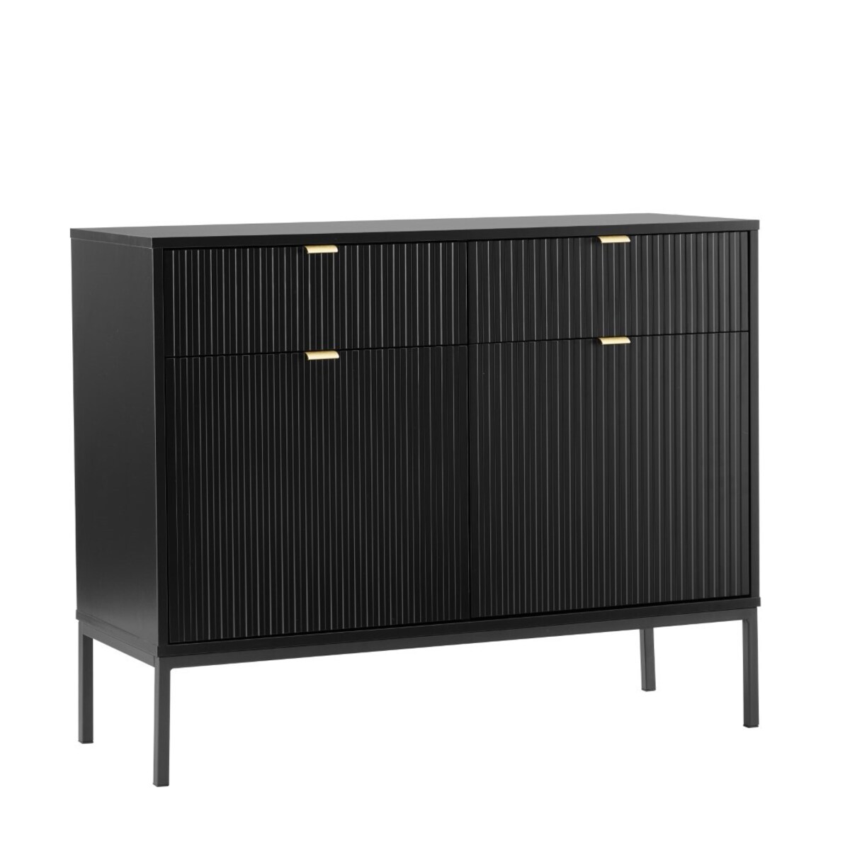 Komoda czarna na nóżkach Lamelli