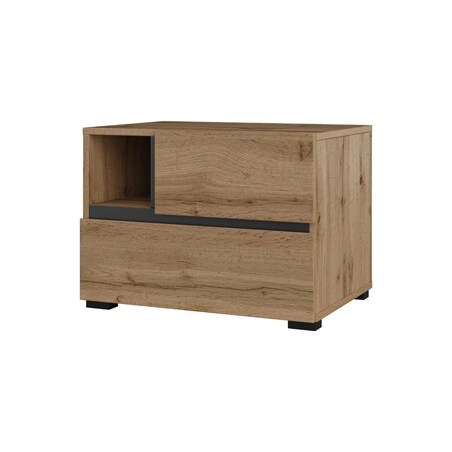 Szafka nocna CROSS S-2S dąb wotan/czarna