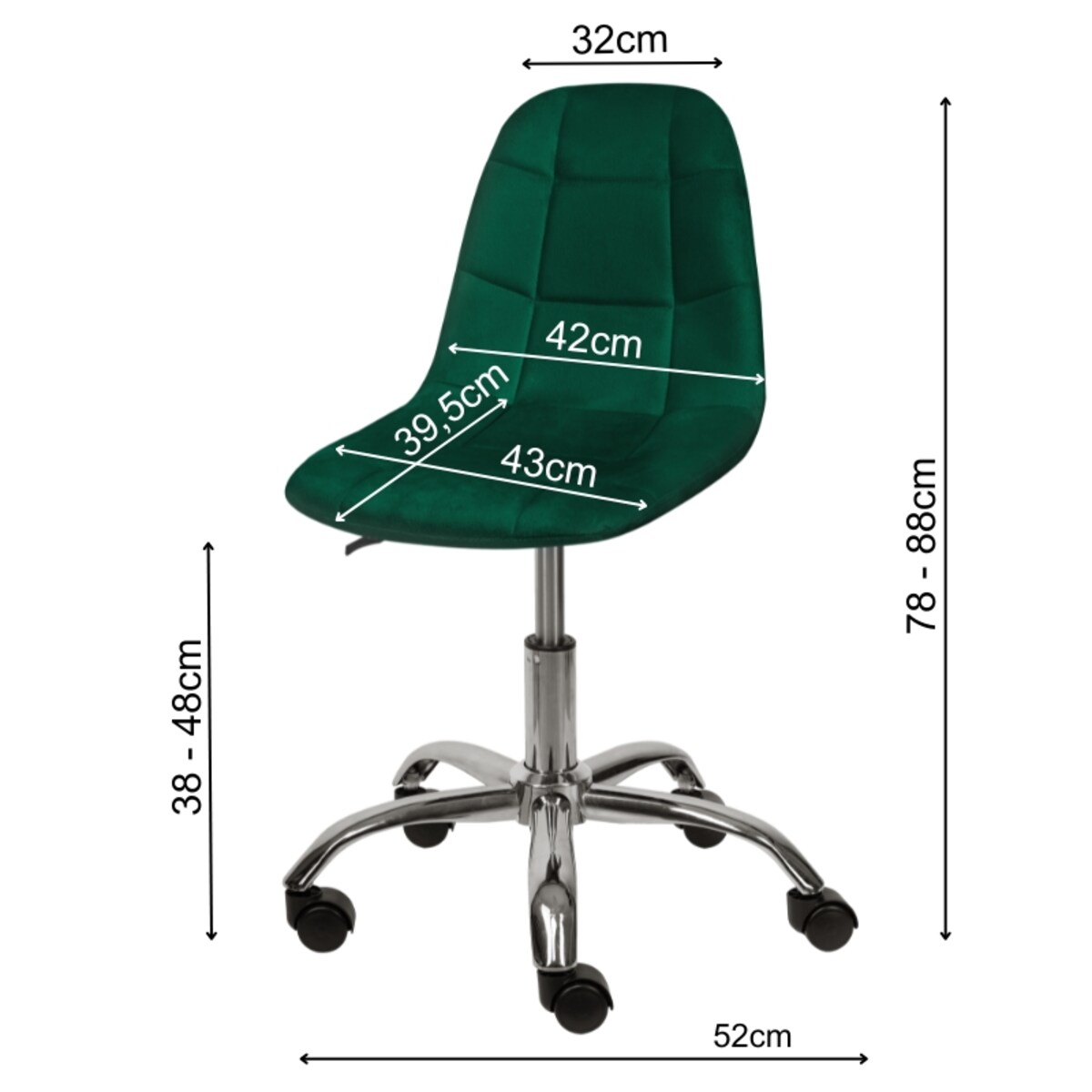 Krzesło biurowe obrotowe nowoczesne pikowane welurowe zielone