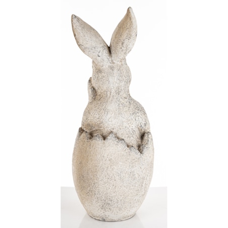 Dekoracja - królik siedzący w skorupce jajka 51x19x20 cm SZAREK -2